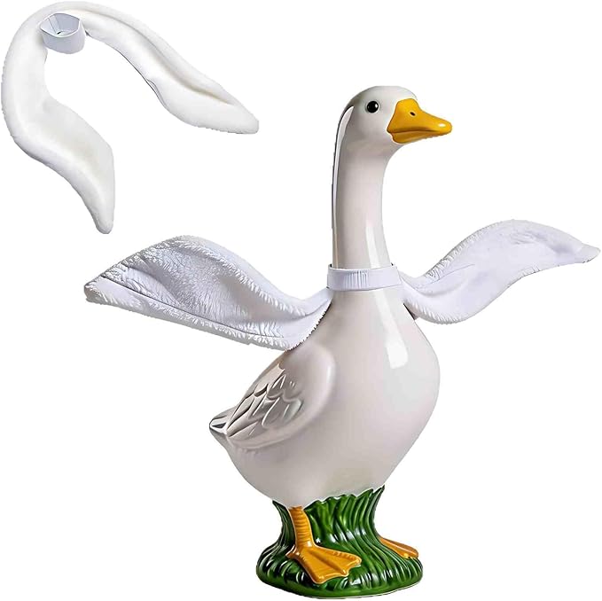 Porch Goose Wings for 23”- 28" Porch Goose Outfit Accessories Poseable White Wings for Yard Lawn Outdoor Garden Patio Decor(1Pcs,White)