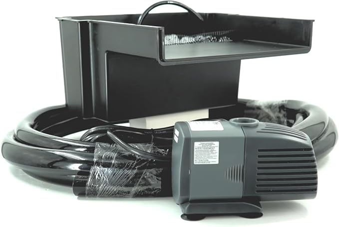 HALF OFF PONDS 10-Inch Filtering Waterfall Spillway Kit for Ponds and Waterfall Streams up to 1,000 gallons. Includes 500 GPH (45w) Pump, Waterfall Box, Filter Media, and 10 FT Tubing.
