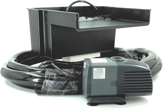 HALF OFF PONDS 10-Inch Filtering Waterfall Spillway Kit for Ponds and Waterfall Streams up to 1,000 gallons. Includes 500 GPH (45w) Pump, Waterfall Box, Filter Media, and 10 FT Tubing.