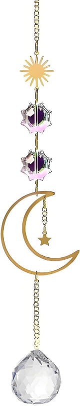 Crystal Sun Catcher Rear View Mirror Accessories, Colorful Crystals Suncatcher Car Mirror Hanging Accessories Car Decor, Hanging Ornament for Window Home Garden etc.