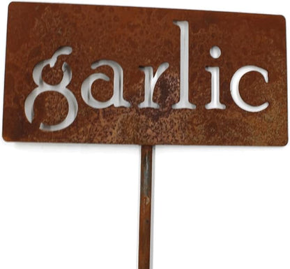 Classic Metal Garden Markers 19 Inches Tall (garlic, Naturally Rusted)
