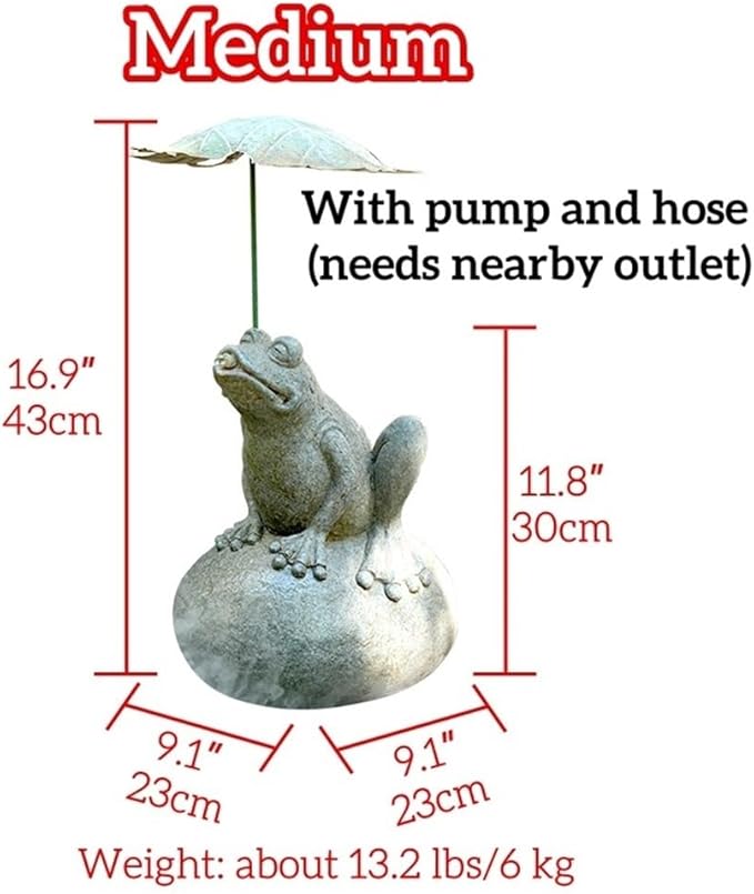 Whimsical Animal Pond Spitter, Outdoor Water Fountain with Pump and Hose, Antique Style Garden Water Fountain for Patio, Yard, Pond and Indoor Decor(Medium)