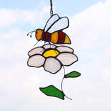 Bee Suncatcher Flower Stained Glass Window Hangings, Bees Decor Party Birthday Bee Gifts for Women,Bee Lovers, Housewarming Gifts.