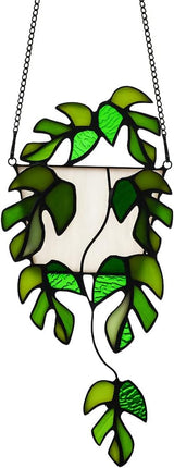 BOXCASA Stained Glass Window Hanging - Handmade Monstera Leaf Suncatcher for Plant Lovers,Plant Gifts for Women,Grandma,Mother's Day,Christmas