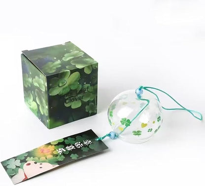 Falytemow Japanese Wind Chimes Romantic Flowers Small Wind Bells Handmade Glass Japanese Style Pendant for Birthday Present Home Decors (Tulip, Orchid, Lotus, Clover, 7 cm)