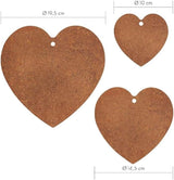 3 Pcs Metal Garden Hanging Hearts Rusty Garden Ornaments Outdoor Heart Hanging Decor Vintage Yard Decorations with 5m Hemp Rope for Balcony and Terrace