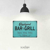 SCAZOMV Backyard Bar and Grill Metal Sign - Indoor/Outdoor Patio Decor for Home Barbecue - Funny Accessories for Home Bar