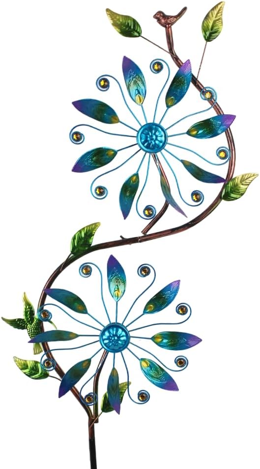Metal Wind Spinners Outdoor,Yard Art Wind Sculptures & Spinners,Flower Wind Spinners for Yard and Garden,Waterproof Pinwheels & Windmill for Patio Lawn Decor