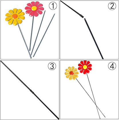 6 Pcs Metal Flower Garden Stake for Outside,Sunflower Outdoor Decor,Multicolored Decorative Flowers Stakes,Easy Assembly for Spring Decorations,Yard, Lawn & Patio Pathway