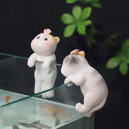 Miniature Hanging Cat Figurines Flower Pot and Vase Hugger Cute Resin Kitten Bonsai Terrarium Edge Decor Planter Pot Hanger Fairy Garden Ornaments