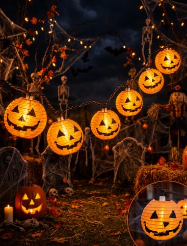 Pumpkin String Lights 8.5FT - 10 LED Halloween Lanterns