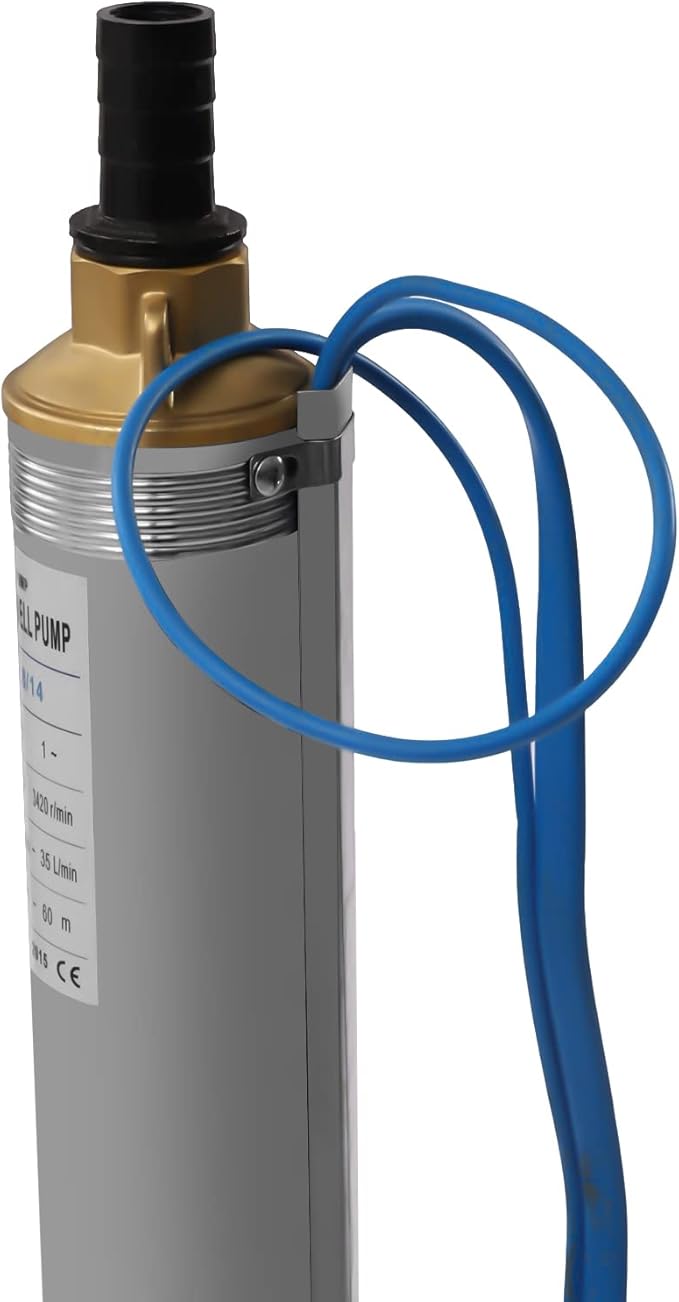 Deep Well Submersible Pump AC 110V 750W Electric Submersible Water Pump, 16 GPM Flow, 380ft Lift, Farm Ranch Irrigation Submersible Bore Hole Deep Well Pump 3420 RPM