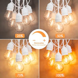 SUNTHIN 50FT White Outdoor String Lights - 16 LED Bulbs