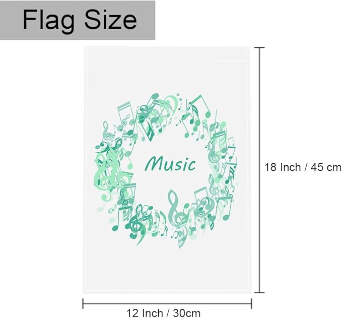Gkyygk Teal Music Note Turquoise Welcome Garden Flag 12x18 Inch Double Sided Small Burlap Banners Yard House Seasonal Farmhouse Home Decor for Men Women