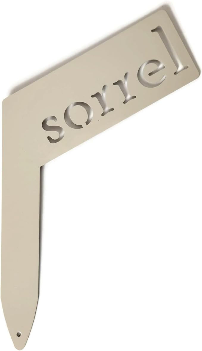 Planter Size Small Metal Garden Plant Vegetable Flower or Herb Markers 13.5 Inches Tall (sorrel, Cream)