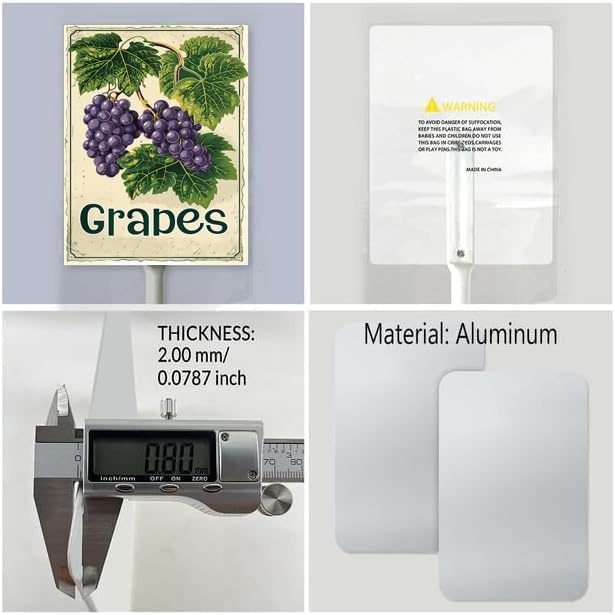 Uptell Vintage Aluminum Grapes Fruit Signs Yard Sign with Stake for Garden Fruit Garden Label Stakes Plant Markers for Outdoor Plants Waterproof 8x12 inch
