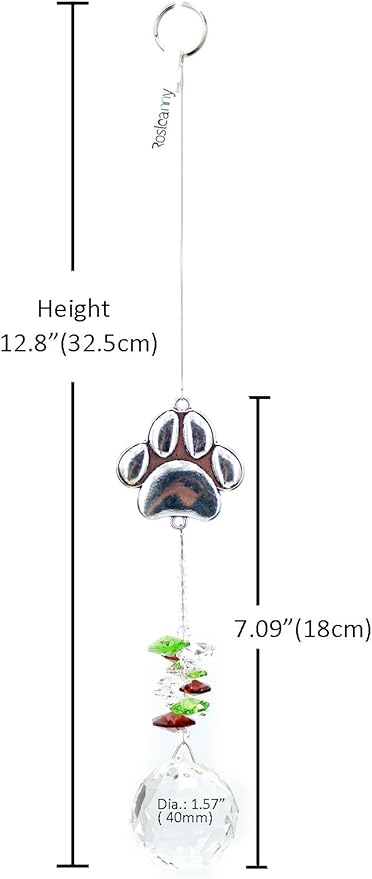 Paw Print Sun Catcher Crystals Prisms Hanging Garden Decor Pet Memorial Gifts Dog Remembrance Gift Loss Sympathy Rainbow Maker Suncatcher for Window Friend Birthday