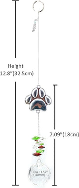 Paw Print Sun Catcher Crystals Prisms Hanging Garden Decor Pet Memorial Gifts Dog Remembrance Gift Loss Sympathy Rainbow Maker Suncatcher for Window Friend Birthday