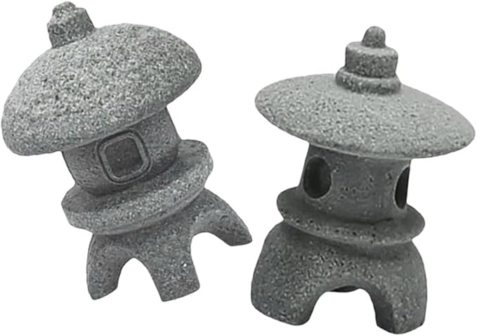 Outdoor Statue Japanese Style Zen Garden Statues 2 Pack Sandstone Decor Sculpture Decor