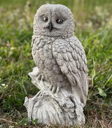 Gray owl Statue for Lawn and Garden Concrete owl Figurine Realistic Owl Sculpture Yard Art Decor Stone Owl Lover Gift