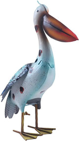 16inch Pelican Statue Metal Ocean Bird Sculpture Garden Decoration Metal Yard Art for Patio Lawn Backyard Outdoor Decoration
