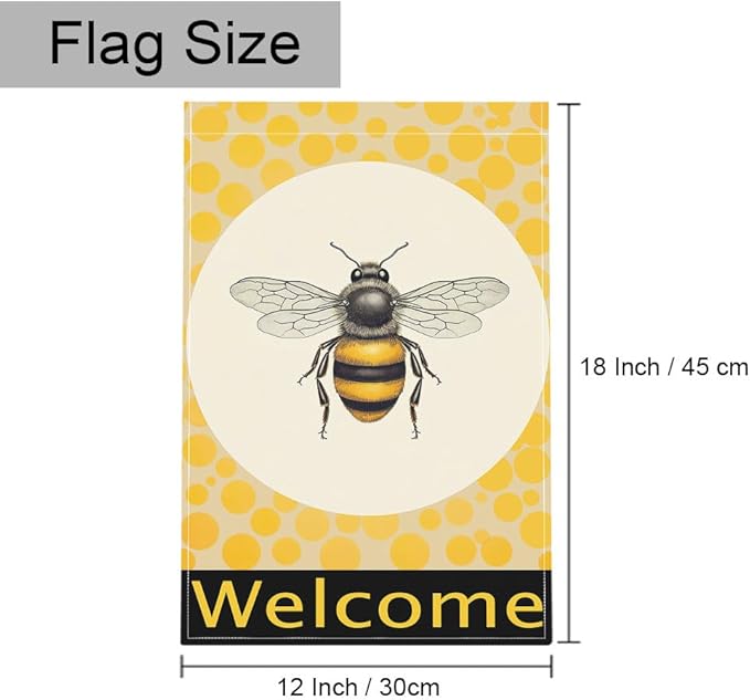 Gkyygk Welcome Yellow Bee Garden Flag 12 x 18 Inch Double Sided Welcome Banners Farmhouse Holiday Outside Decor Burlap Yard Flag