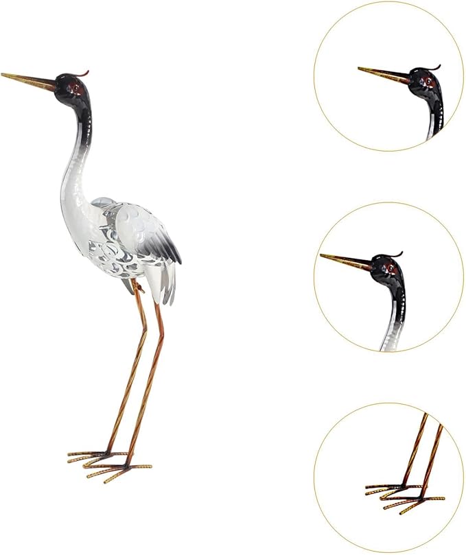 Red Crowned Crane Statue Elegant Garden Decor Realistic Standing Crane Figurine for Outdoor Fairy Flowerbed