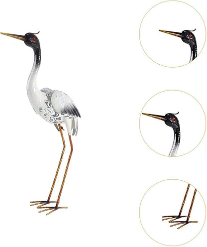 Red Crowned Crane Statue Elegant Garden Decor Realistic Standing Crane Figurine for Outdoor Fairy Flowerbed