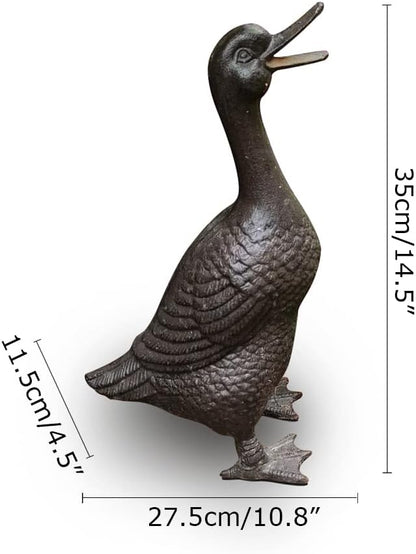Heavy Duty Cast Iron Collectible Duck Sculpture,Decorative Creative Animal Figurine Outdoor Statues for Garden Patio Home Decor