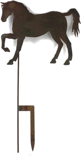 Pets and Farm Animals Metal Garden Landscape Stake (15" Wide Horse on Stake, Naturally Rusted)
