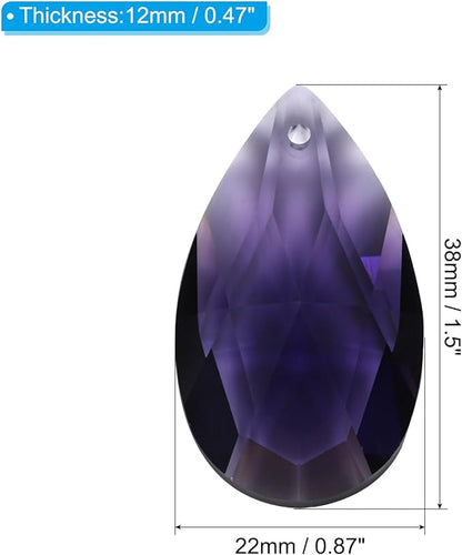 PATIKIL K9 Crystal Pendants Teardrop Beads, 10 Pack 38mm Chandelier Prisms Parts Hanging Beads DIY Lamp for Arts Crafts Decoration, Dark Purple