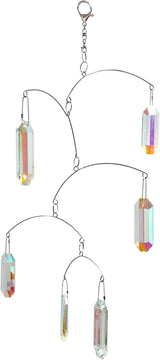 DIY Crystal Sun Catcher Wind Chime, Hanging Prisms Rainbow Maker Suncatcher for Home and Garden Decoration (FL-AB76-6CT)