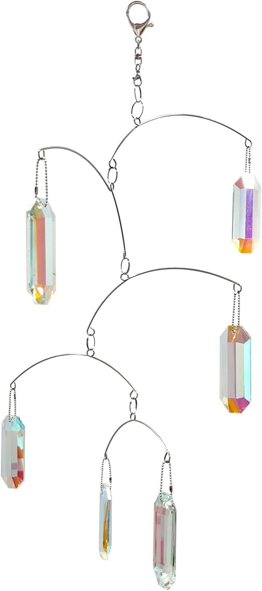 DIY Crystal Sun Catcher Wind Chime, Hanging Prisms Rainbow Maker Suncatcher for Home and Garden Decoration (FL-AB76-6CT)