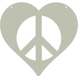 Peace and Heart Staked Signs or Wall Art Rustic or Powder Coated Finishes (Small Peace Heart Hanger 9", Eggshell)