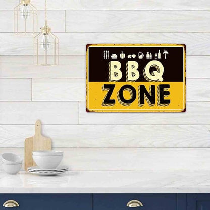 SCAZOMV BBQ Zone Vintage Retro Tin Sign Outdoor Sign Bar Wall Decor Outdoor Pool Backyard Signs 8"X12"