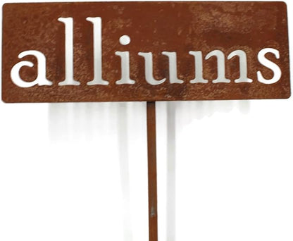 Classic Metal Garden Markers 19 Inches Tall (alliums, Naturally Rusted)