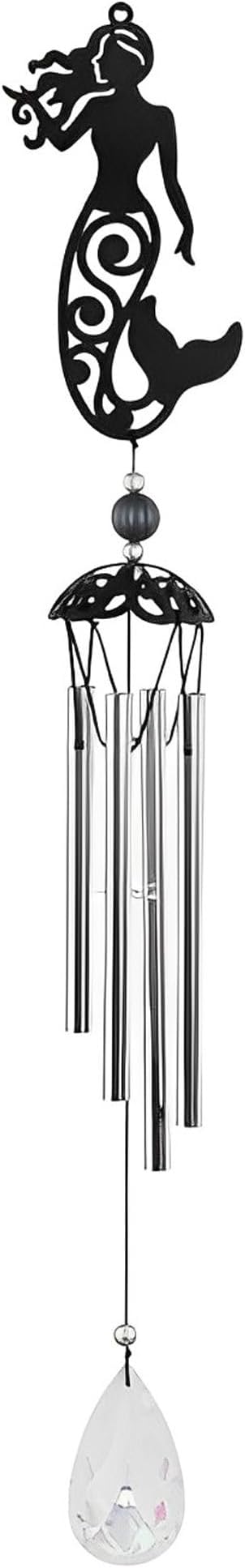ICE ARMOR 25" Long Metal Black Mermaid Silhouette Wind Chime
