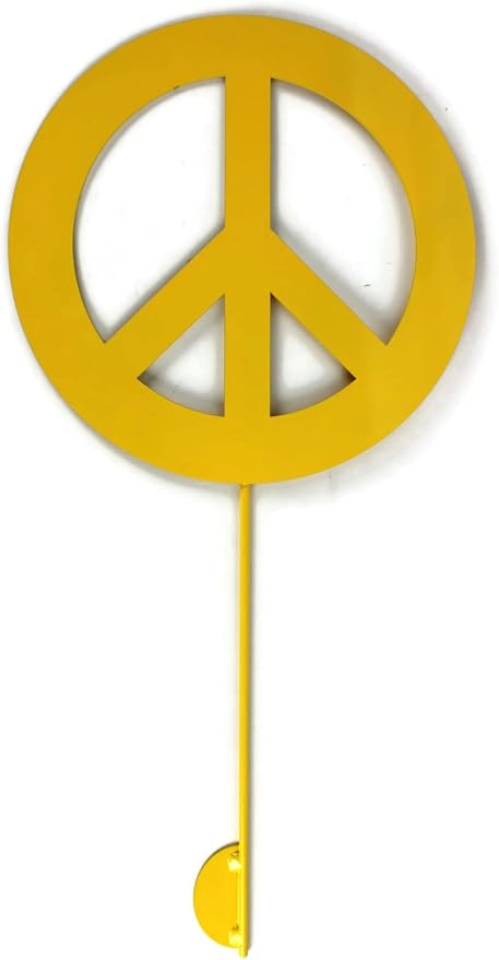 Peace and Heart Staked Signs or Wall Art Rustic or Powder Coated Finishes (Peace Medium Stake 25", Yellow)