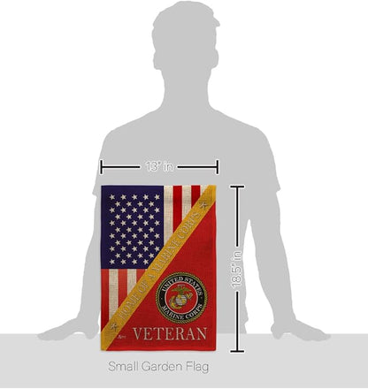Home of Marine Corps Burlap Garden Flag - Set Wall Holder Armed Forces USMC Semper Fi United State American Military Veteran Retire Official - House Banner Small Yard Gift Double-Sided 13 X 18.5, thick burlap