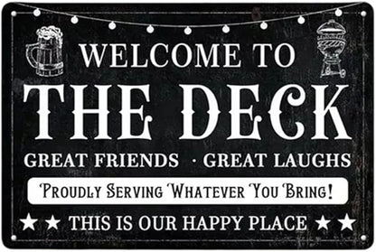 ZiCooL Metal Welcome to The Deck Wall Art, Creativity Art Decorations, Garden Sign Outside Decor，Wall Sculpture， Hanging Sculpture for Living Room Dining Room Bedroom Yard Outdoor Decor