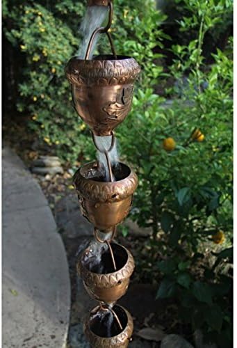 Autumn Oak Copper Rain Chain with Installation Kit - 10 Foot