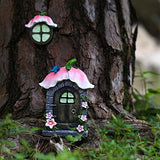 vomiceak Fairy Gnome Home for Tree Decor，Glow in Dark Fairy House Have Window and Door for Garden Decoration，Fairies Sleeping Door and Windows, Yard Art Garden Sculpture, Lawn Ornament