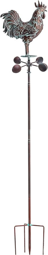 Metal Rooster Wind Spinner for Yard and Garden Statue Décor,79" Antique Copper Chicken Yard Spinner Outdoor,Kinetic Wind Sculptures & Spinners,Metal Animals Garden Stake for Patio,Lawn,Backyard