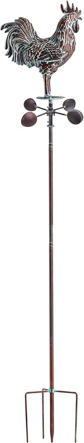 Metal Rooster Wind Spinner for Yard and Garden Statue Décor,79" Antique Copper Chicken Yard Spinner Outdoor,Kinetic Wind Sculptures & Spinners,Metal Animals Garden Stake for Patio,Lawn,Backyard