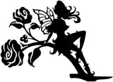 Iron Art Fairy on Branch Steel Silhouette Metal Wall Art Home Garden Yard Patio Outdoor Statue Stake Decoration