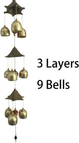 Fish with Energy Bead Wind Chimes Represents Richer Than Richer Copper Alloy 3 Layers+9 Bells for Outdoor Decorations Garden Yard Trees Or As A Good Gift