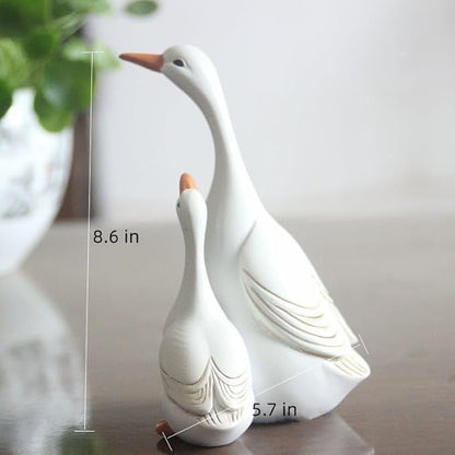 ZEshops Lifelike Mother Duck and Ducklings Resin Statue for Patio Yard Decoration - Durable and Hand-Drawn Sculpture (Extra Large Size (22cm x 14.5cm))