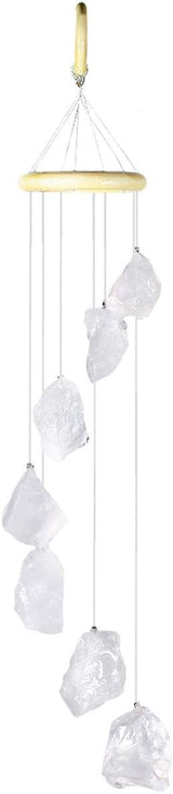 mookaitedecor Rock Quartz Raw Stones Rough Crystals Wind Chimes for Home Garden Decoration 17-21 Inches