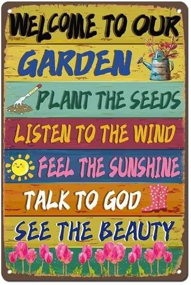 Vintage Welcome to Our Garden Sign - 8x12 Inches Decorative Sign for Outdoor Use, Perfect for Home, Patio, Porch, Backyard, and Garden Decor
