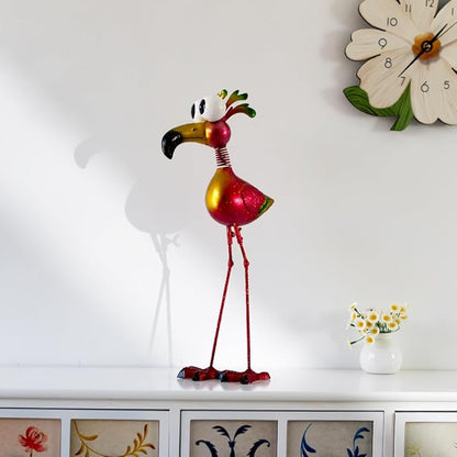 19’’ Pink Flamingo Garden Statue - Weather Resistant Metal Bird Yard Art, Outdoor Lawn Decor Ornament, Unique Gift for Gardening Enthusiasts